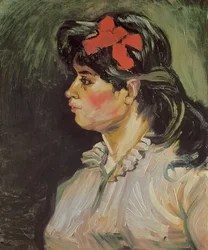 Retrato de una mujer con una cinta roja, 1885